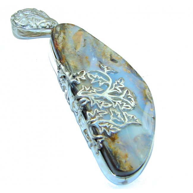 Authentic 42.2 carat Australian Boulder Opal .925 Sterling Silver handmade Pendant