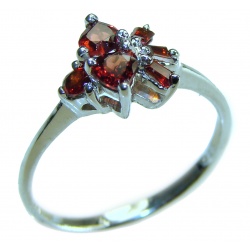 Blooming Rose Authentic Garnet 14K Gold over .925 Sterling Silver handcrafted Ring size 10