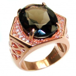 Liliana 8.5 carat Champagne Smoky Topaz 14 k Rose Gold over .925 Sterling Silver Oversized Ring size 6