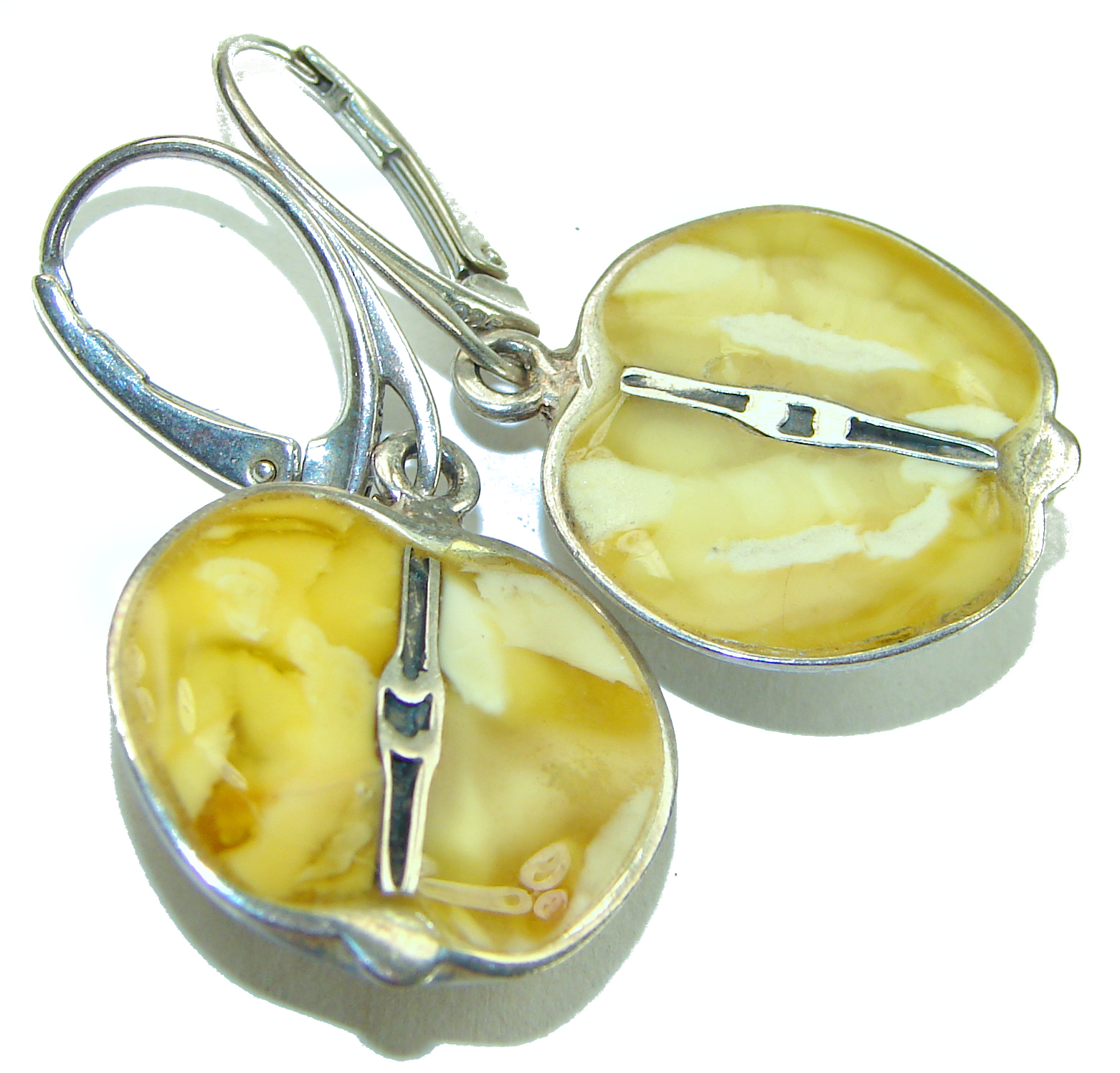 Forbidden Fruit Butterscotch Baltic Polish Amber .925 Sterling Silver handcrafted earrings