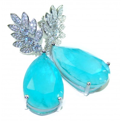 Gabriella Unique 26.5 carat Emerald .925 Sterling Silver handcrafted Statement earrings