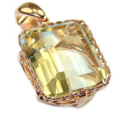 17.3 carat Lemon Quartz 14K Gold over .925 Sterling Silver handcrafted pendant