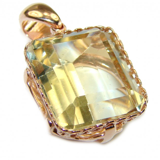 17.3 carat Lemon Quartz 14K Gold over .925 Sterling Silver handcrafted pendant