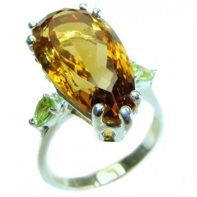 Liliana 19.5 carat Champagne Smoky Topaz .925 Sterling Silver Oversized Ring size 9