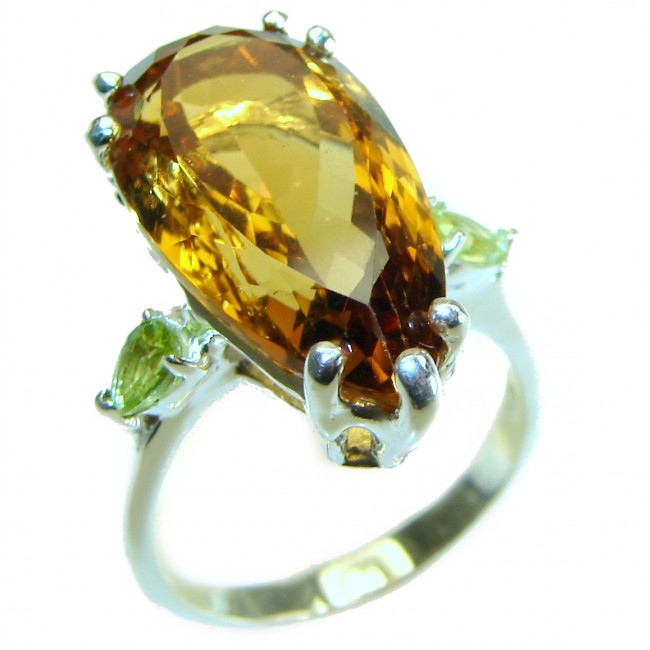 Liliana 19.5 carat Champagne Smoky Topaz .925 Sterling Silver Oversized Ring size 9