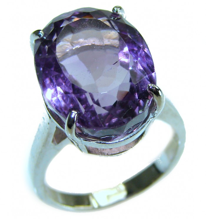 7.2 carat Amethyst .925 Sterling Silver Handcrafted Ring size 5 1/2