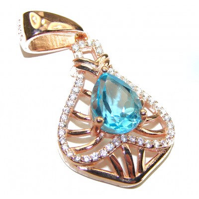 Gabriella 2.3 carat Swiss Blue Topaz 14K Gold over .925 Sterling Silver handmade Pendant