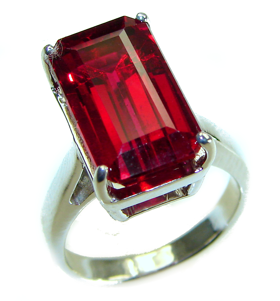 Red Brilliance 9.5 carat Red Topaz .925 Silver handcrafted Cocktail Ring s. 7