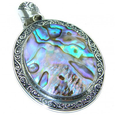 Gift of the Sea Natural Rainbow Abalone .925 Sterling Silver handmade Pendant
