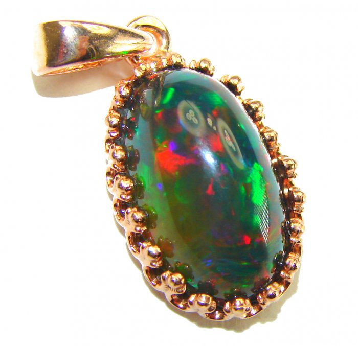 Milky Way 9.7 carat Authentic Black Opal 18K Gold over .925 Sterling Silver handmade Pendant - video