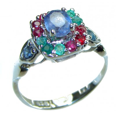 Fiesta 0.6 carat African Tanzanite .925 Sterling Silver Handcrafted Ring size 7