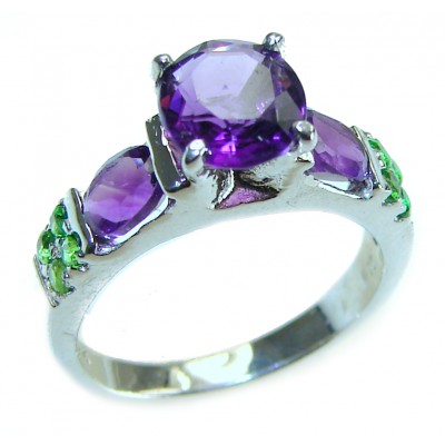 Stephani 0.9 carat African Amethyst Sapphire .925 Sterling Silver Handcrafted Ring size 5