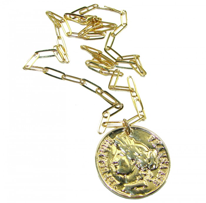 Vintage Style Coin .925 Sterling silver and plated with 14K Gold handcrafted necklace