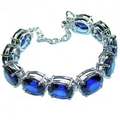 Sofia 147.5 carat oval cut London Blue Topaz .925 Sterling Silver handcrafted Bracelet