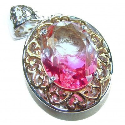 Beautiful Nature 9.2 Pink Tourmaline 14K Gold over .925 Sterling silver handcrafted pendant
