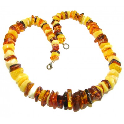 Dazzling vintage natural Baltic Amber butterscotch .925 Sterling Silver handcrafted Large necklace