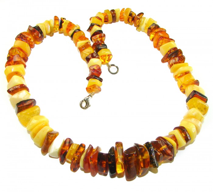 Dazzling vintage natural Baltic Amber butterscotch .925 Sterling Silver handcrafted Large necklace