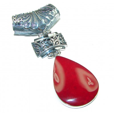 Bright Energy Authentic Coral .925 Sterling Silver Bali handmade pendant
