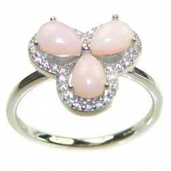 Earth Treasure Authentic Pink Opal .925 Sterling Silver handcrafted ring size 8 1/4