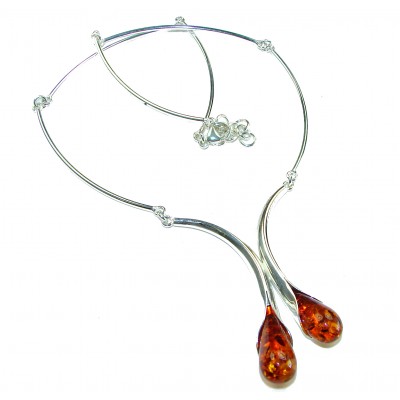 Elegant Natural Baltic Amber .925 Sterling Silver handcrafted necklace
