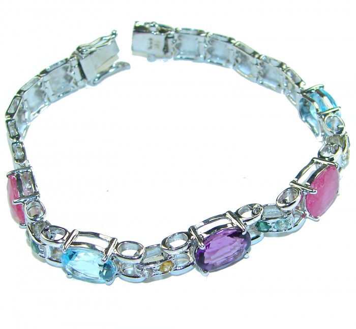 Gift of Nature Multistone .925 Sterling Silver handcrafted Bracelet
