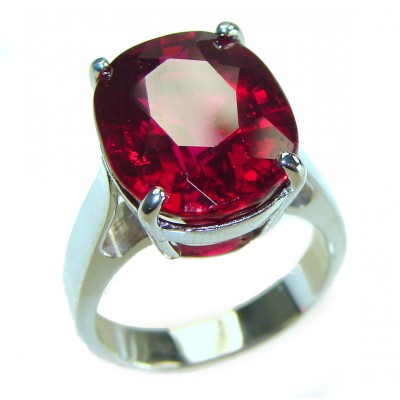 Red Passion 12.5 carat Red Topaz .925 Silver handcrafted Cocktail Ring s. 7