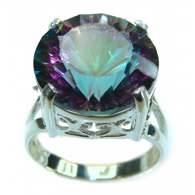 Fancy 14.2 CARAT Mystic Topaz .925 Sterling Silver handcrafted ring size 8