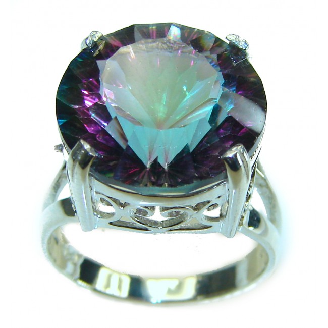 Fancy 14.2 CARAT Mystic Topaz .925 Sterling Silver handcrafted ring size 8