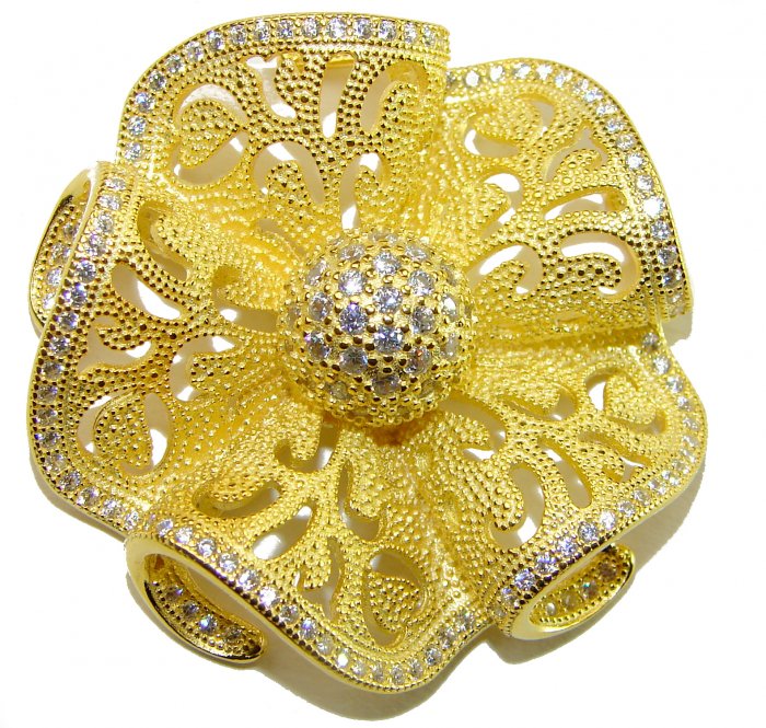 Pure Beauty - Vintage style- genuine 0.7 lab grown Diamond 18K Gold over .925 Sterling Silver handmade Pendant - video