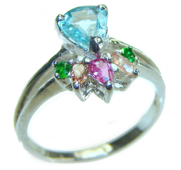 Splendid 1.5 carat Aquamarine .925 Sterling Silver Handcrafted Ring size 7 1/4