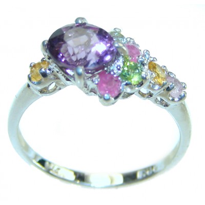 Stephani 0.9 carat African Amethyst Sapphire .925 Sterling Silver Handcrafted Ring size 6