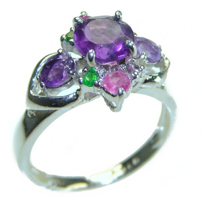 Stephani 1.4 carat African Amethyst Pink Tourmaline .925 Sterling Silver Handcrafted Ring size 5