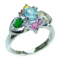 Ocean Drop 0.5 carat Swiss Blue Topaz .925 Sterling Silver handmade Ring size 5