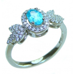 Ocean Drop 0.5 carat Swiss Blue Topaz .925 Sterling Silver handmade Ring size 7