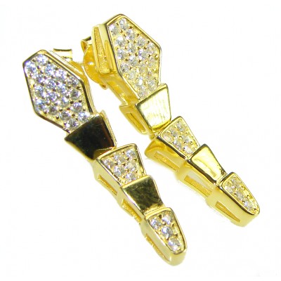 The Egyptian Cobra White Sapphire 18K Gold over .925 Sterling Silver handcrafted Earrings