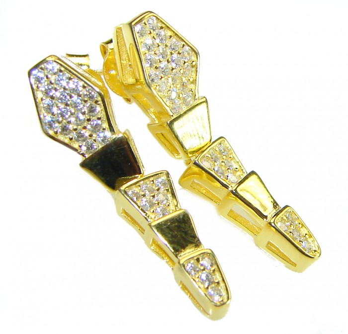 The Egyptian Cobra White Sapphire 18K Gold over .925 Sterling Silver handcrafted Earrings