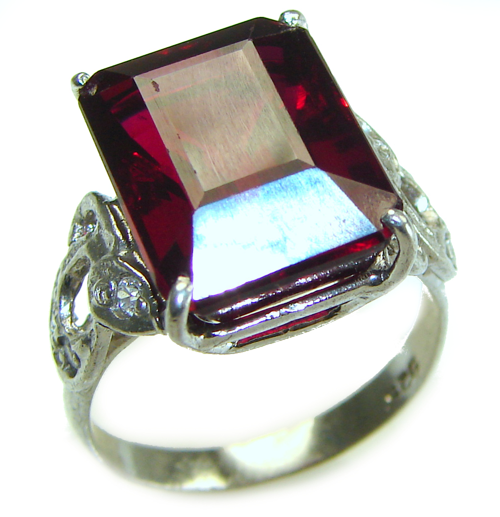 Red Brilliance 14.5 carat Red Topaz .925 Silver handcrafted Cocktail Ring s. 6 3/4