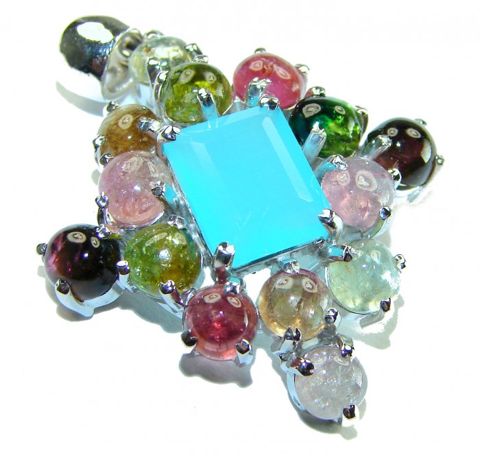 Authentic 22.5 carat Aquamarine Brazilian Watermalon Tourmaline .925 Sterling Silver Handcrafted pendant - video