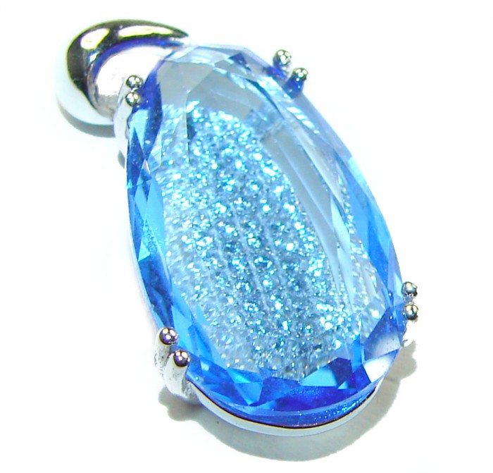 Eau Pure 11.5 carat Swiss Blue Topaz .925 Sterling Silver handmade Pendant