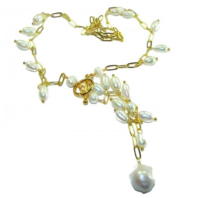 Precious Blister Pearl 14K Gold over .925 Sterling Silver Necklace