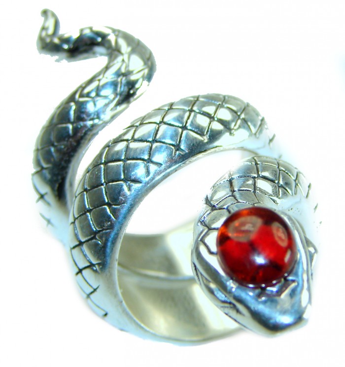 Large Boa Snake 4.2 carat Ruby .925 Sterling Silver handcrafted Statement Ring size 7