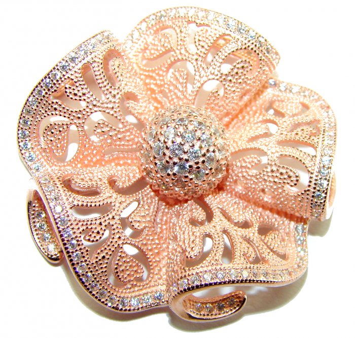 Pure Beauty - Vintage style- genuine 0.7 lab grown Diamond 18K Rose Gold over .925 Sterling Silver handmade Pendant - video