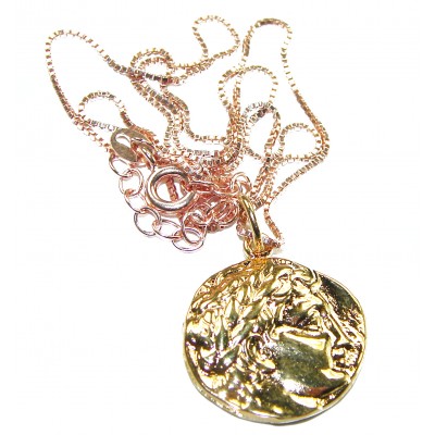 Ave Caesar - Vintage Style Coin .925 Sterling silver and plated with 14K Gold handcrafted necklace