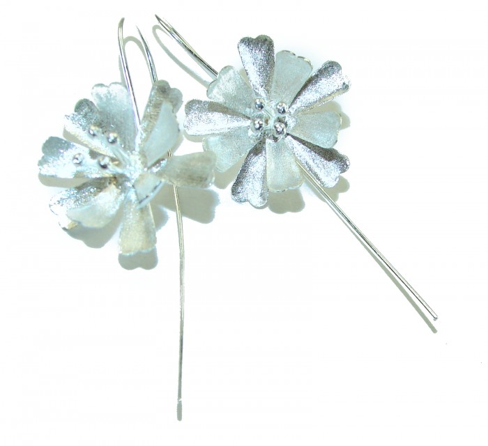 Silver Flowers Italy made .925 Sterling Silver Earrings