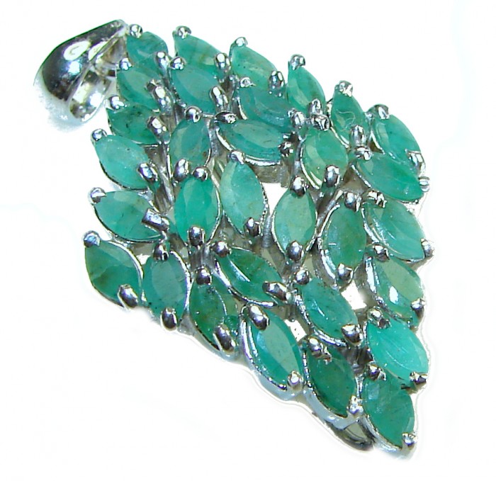 Precious Genuine 14.5 carat Emerald .925 Sterling Silver handmade Pendant
