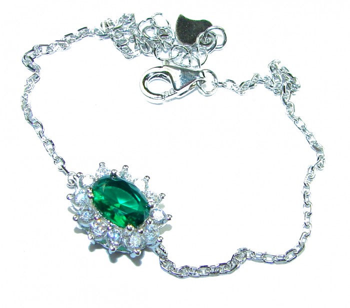 Natural Chrome Diopside .925 Sterling Silver handcrafted Bracelet