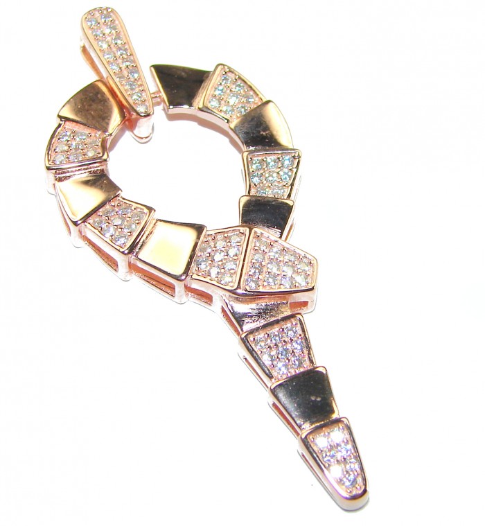 The Egyptian Cobra White Sapphire 18K Rose Gold over .925 Sterling Silver Pendant