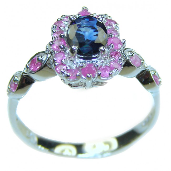 Fiesta 1.5 carat Oval cut Sapphire .925 Sterling Silver handcrafted ring; s. 8
