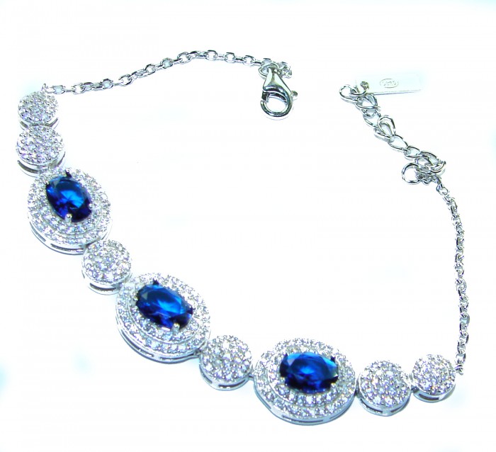 Luxurious 11.4 carat Sapphire .925 Sterling Silver handcrafted Bracelet