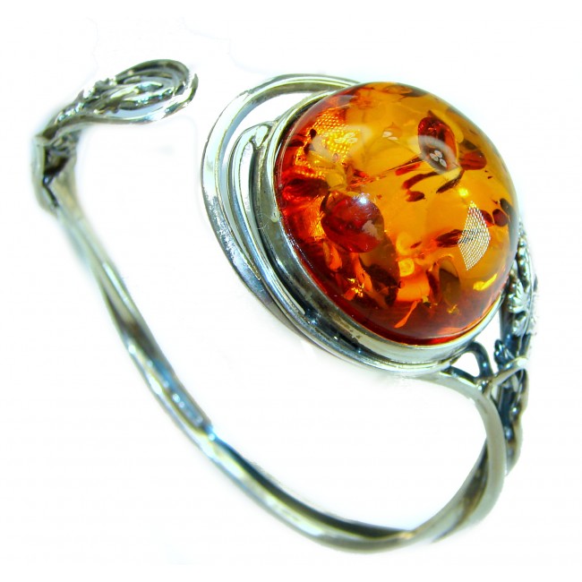 Vintage Design Genuine AAAAA QUALITY Baltic Amber .925 Sterling Silver handamde Bracelet / Cuff